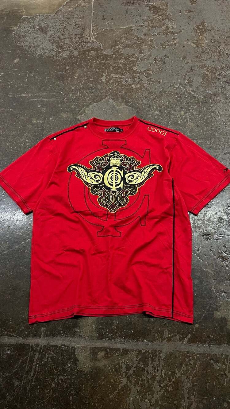 Vintage Y2K Coogi Red Embroidered Graphic Logo T-Shirt
